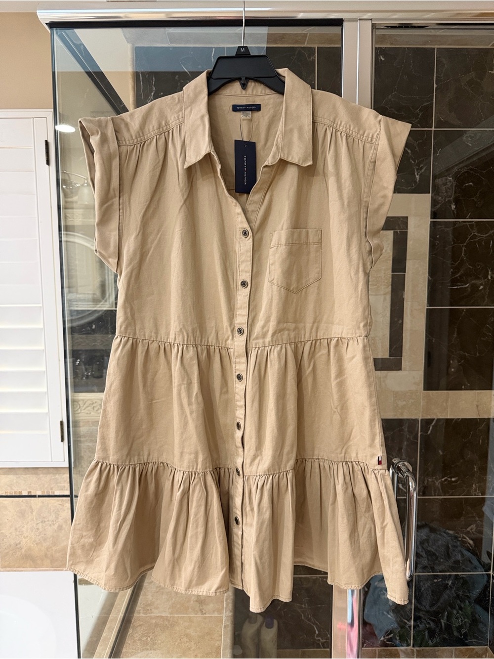 Tommy Hilfiger Light Beige Cotton Top with Spare Button